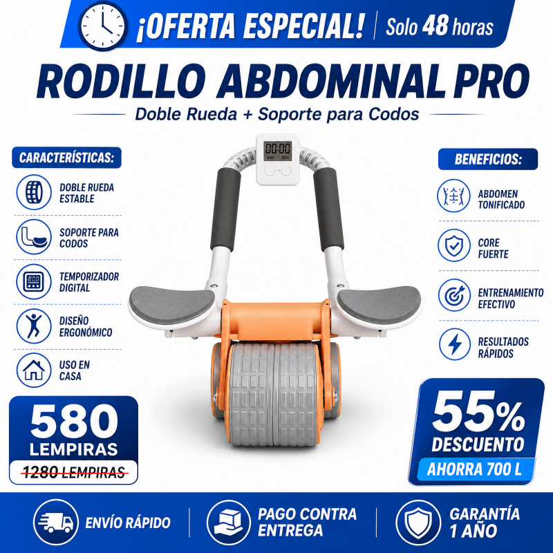 Rodillo Abdominal Pro con Temporizador Automático + Alfombrilla de Entrenamiento Certificado con Garantía incluido - Inversiones Alkosto